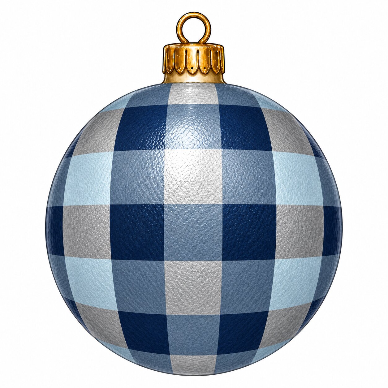 Navy Ice Blue Buffalo Check Ornament 12" Wood Wreath Sign - PS-W-0341