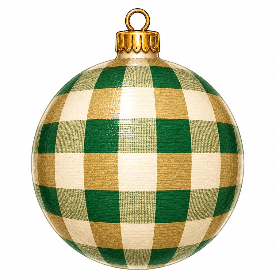 Green Gold Buffalo Check Ornament 22" Wood Door Hanger - PS-W-0345-DH-22
