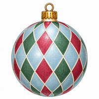 Thumbnail for Traditional Red Green Blue Harlequin Ornament 22" Wood Door Hanger - PS-W-0347-DH-22