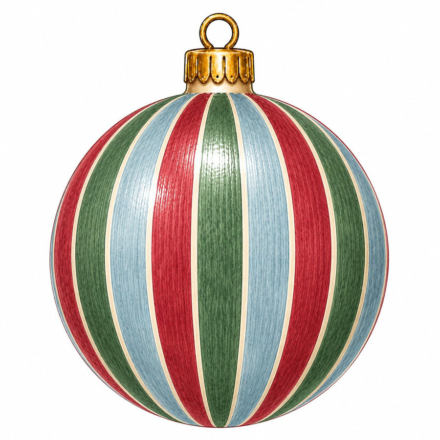 Traditional Red Green Blue Striped Ornament 22" Wood Door Hanger - PS-W-0348-DH-22