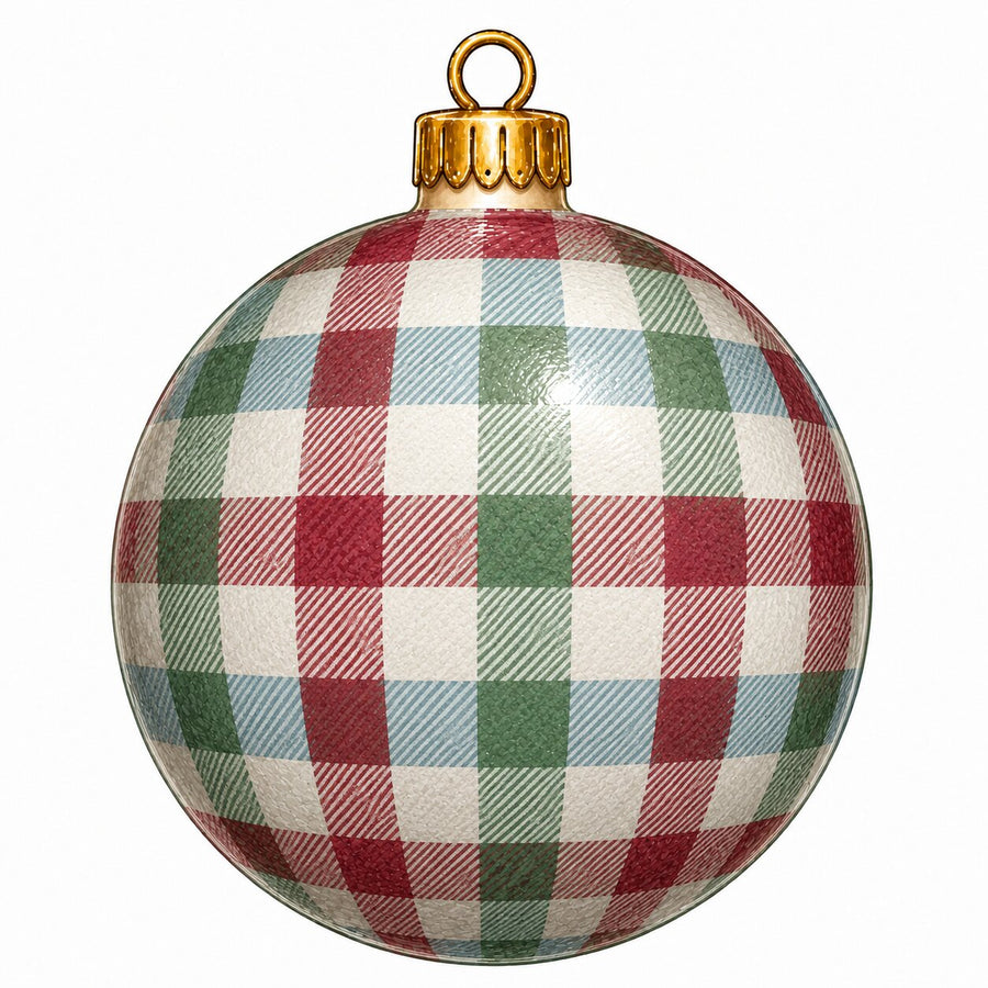 Traditional Red Green Blue Buffalo Check Ornament 22" Wood Door Hanger - PS-W-0349-DH-22