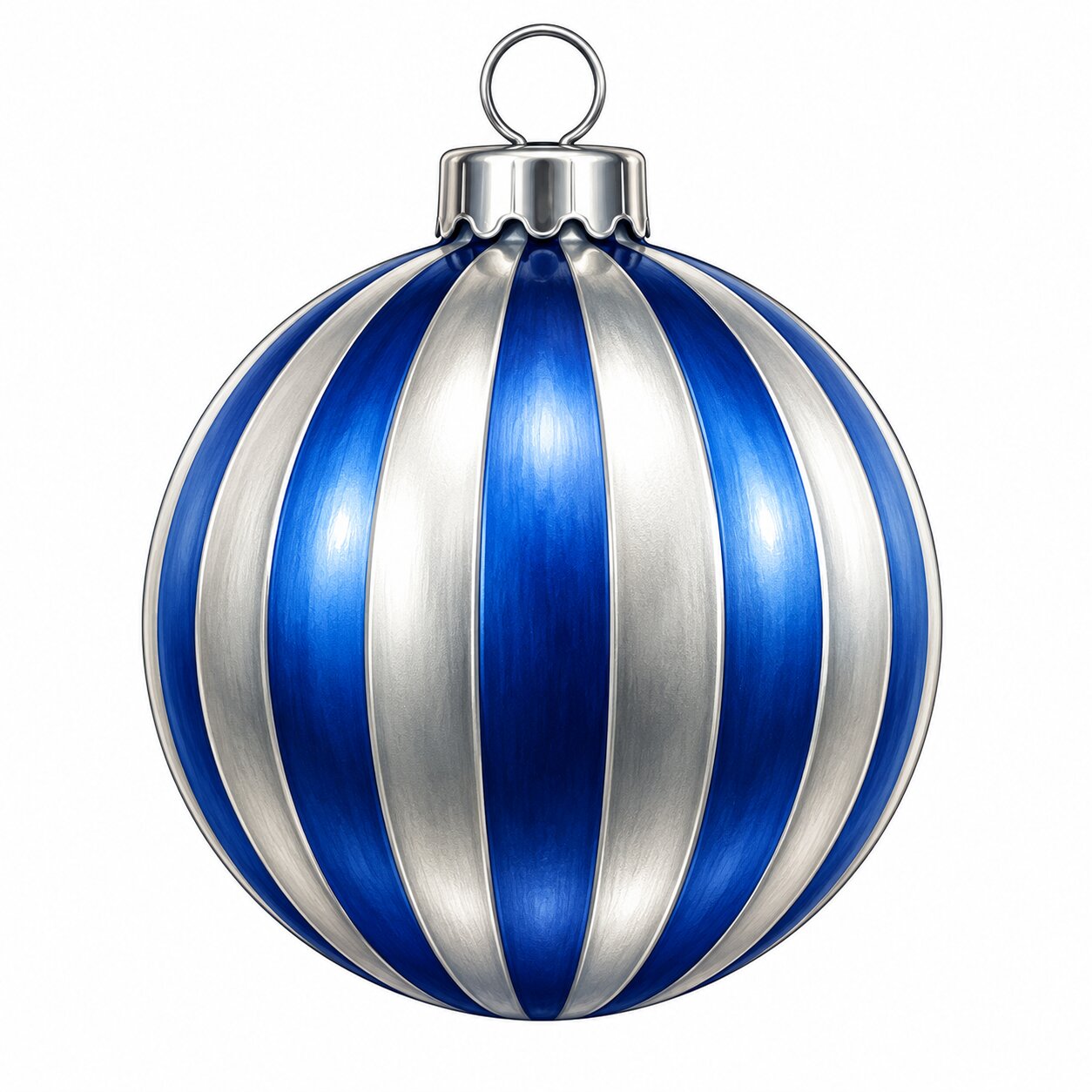 Royal Blue Silver Striped Ornament 12" Wood Wreath Sign - PS-W-0351