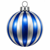 Thumbnail for Royal Blue Silver Striped Ornament 12" Wood Wreath Sign - PS-W-0351