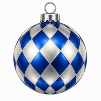 Thumbnail for Royal Blue Silver Harlequin Ornament 12" Wood Wreath Sign - PS-W-0352