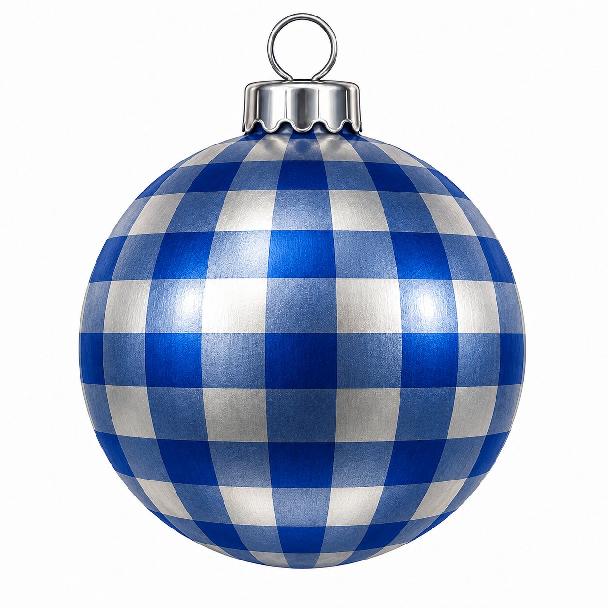 Royal Blue Silver Buffalo Check Ornament 12" Wood Wreath Sign - PS-W-0353