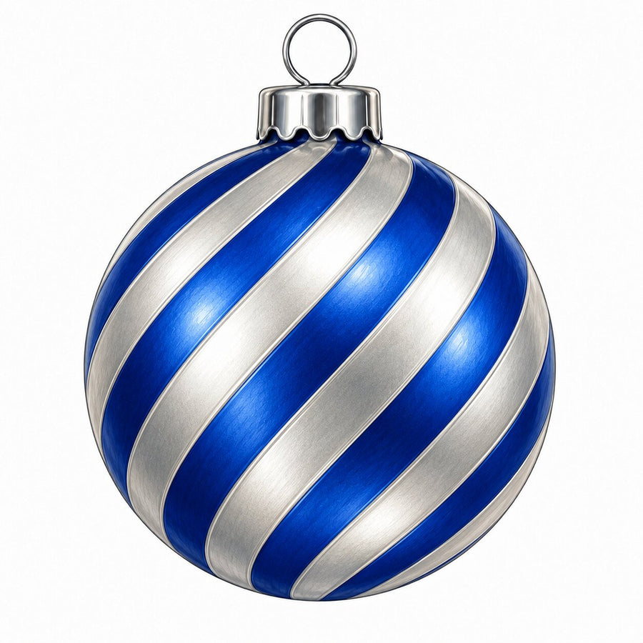 Royal Blue Silver Swirl Ornament 12" Wood Wreath Sign - PS-W-0354