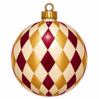 Thumbnail for Burgundy Gold Harlequin Ornament 22" Wood Door Hanger - PS-W-0355-DH-22