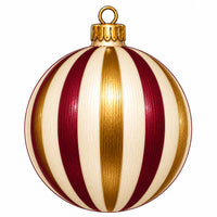 Thumbnail for Burgundy Gold Striped Ornament 12" Wood Wreath Sign - PS-W-0356
