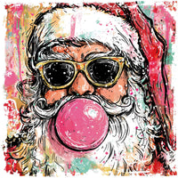 Thumbnail for Preppy Bubblegum Santa 10x10" Wood Wreath Sign - PS-W-0375