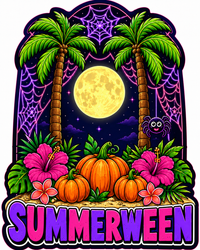 Thumbnail for Summerween Palm Tree Arch 12" Wood Wreath Sign - SCW-W-0003