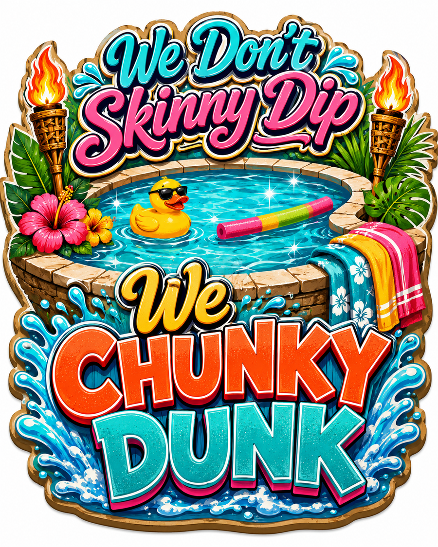 We Don't Skinny Dip We Chunky Dunk 12" Wood Wreath Sign - PS-W-0042