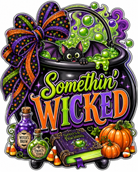 Thumbnail for Somethin Wicked Cauldron 12" Wood Wreath Sign - PS-W-0065
