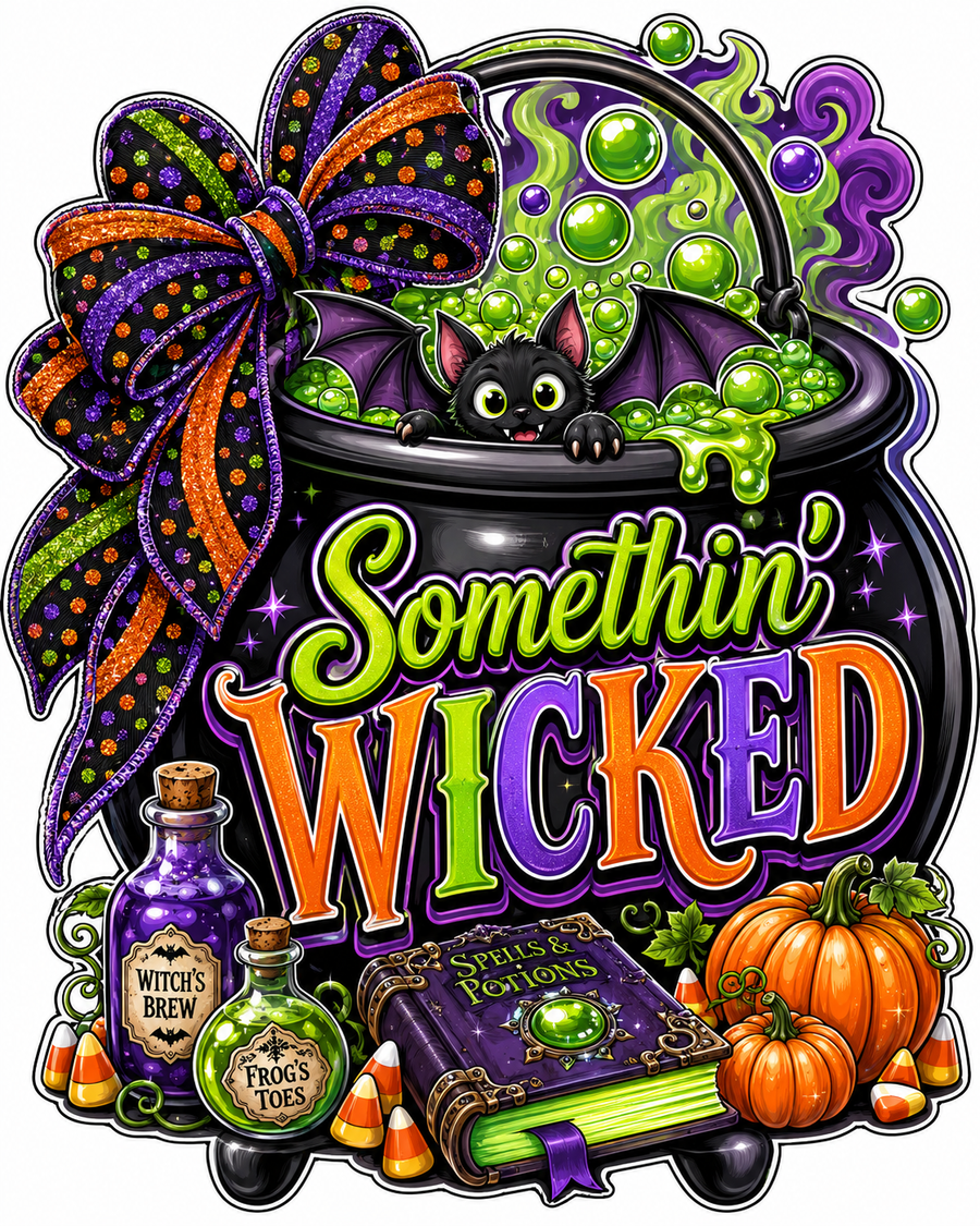 Somethin Wicked Cauldron 12" Wood Wreath Sign - PS-W-0065