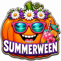 Thumbnail for Summerween Pumpkin with Sunglasses 12" Wood Wreath Sign - SCW-W-0006