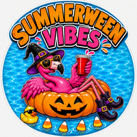 Thumbnail for Summerween Vibes Flamingo 10" Wood Wreath Sign - SCW-W-0018