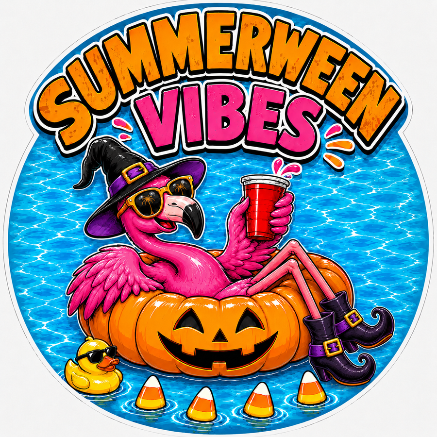 Summerween Vibes Flamingo 10" Wood Wreath Sign - SCW-W-0018