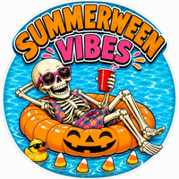Thumbnail for Summerween Vibes Skeleton 10" Wood Wreath Sign - SCW-W-0016