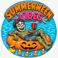 Thumbnail for Summerween Vibes Zombie 10" Wood Wreath Sign - SCW-W-0014