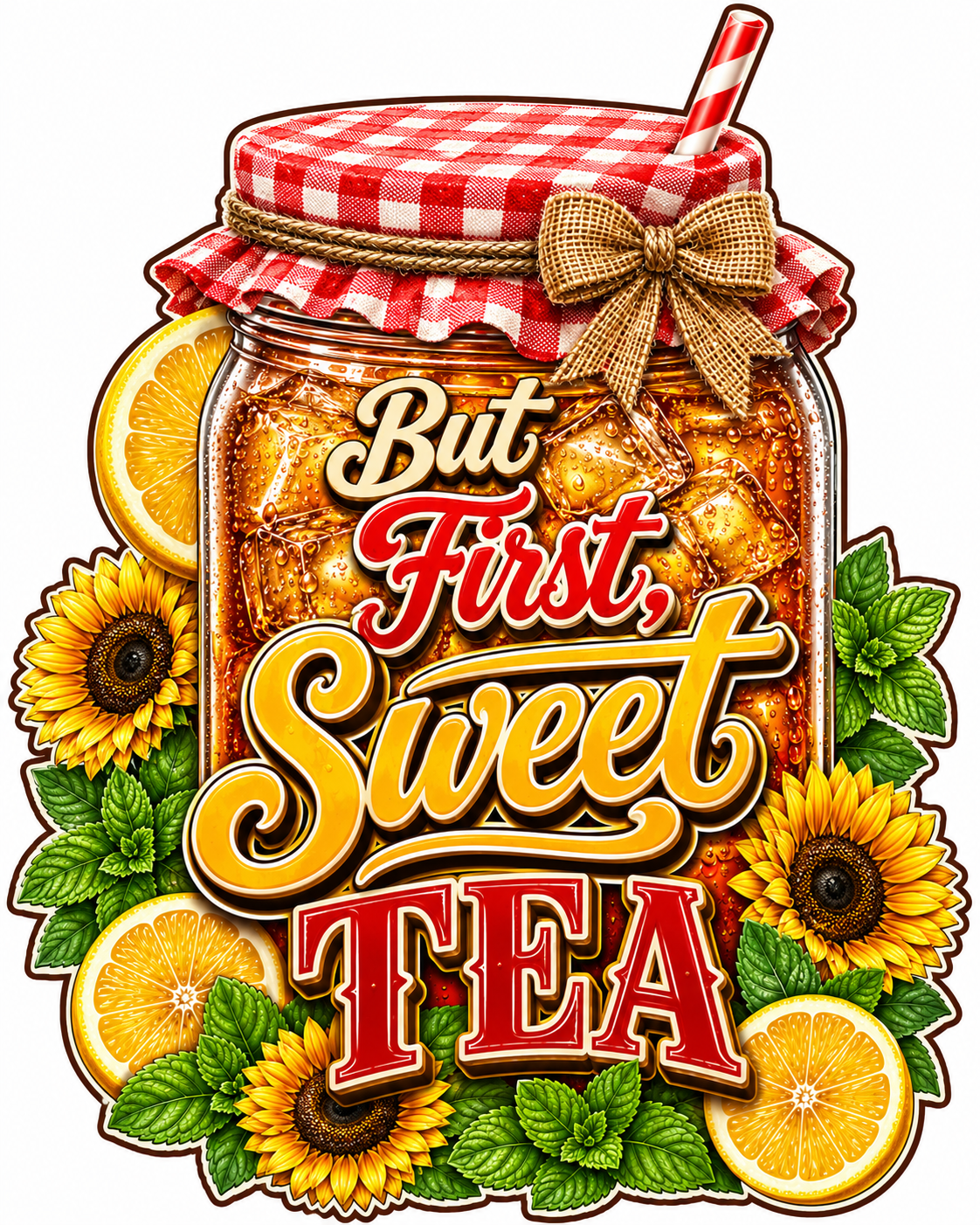 But First Sweet Tea 12" Wood Wreath Sign - PS-W-0056