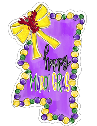 Thumbnail for Mardi Gras State 22" Wood Door Hanger - TWW-W-0024-DH