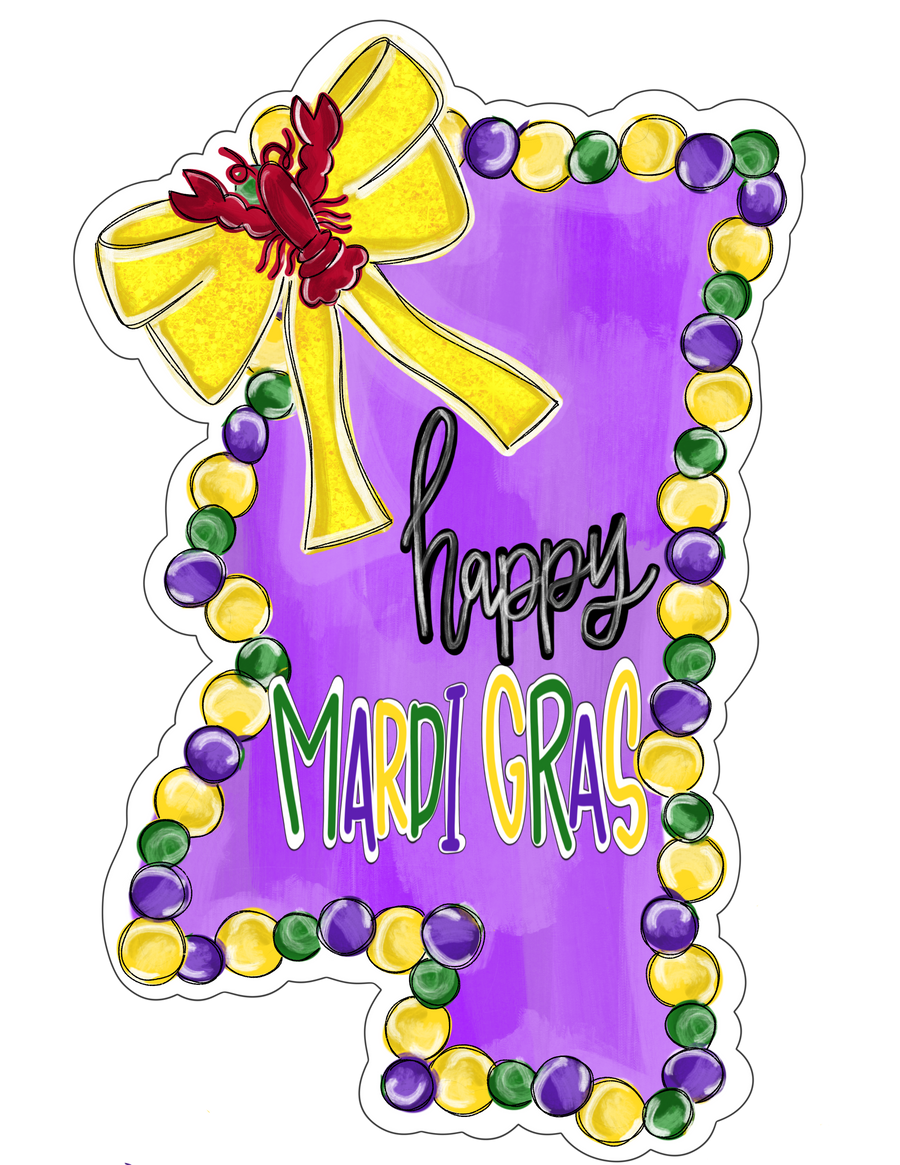 Mardi Gras State 22" Wood Door Hanger - TWW-W-0024-DH