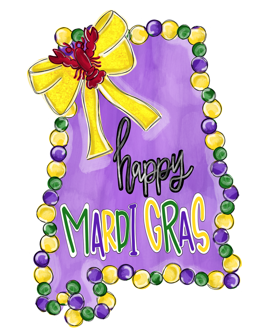 Mardi Gras State 22" Wood Door Hanger - TWW-W-0025-DH