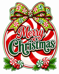 Thumbnail for Traditional Peppermint Merry Christmas 12" Wood Wreath Sign - PS-W-0068