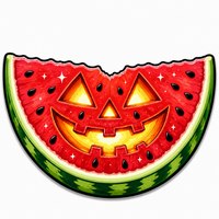 Thumbnail for Watermelon Jack O Lantern 12" Wood Wreath Sign - SCW-W-0009