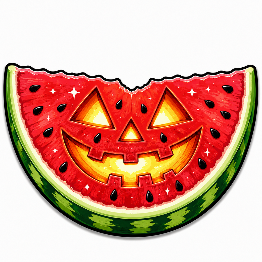 Watermelon Jack O Lantern 12" Wood Wreath Sign - SCW-W-0009