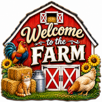 Thumbnail for Welcome to the Farm 12" Wood Wreath Sign - PS-W-0044