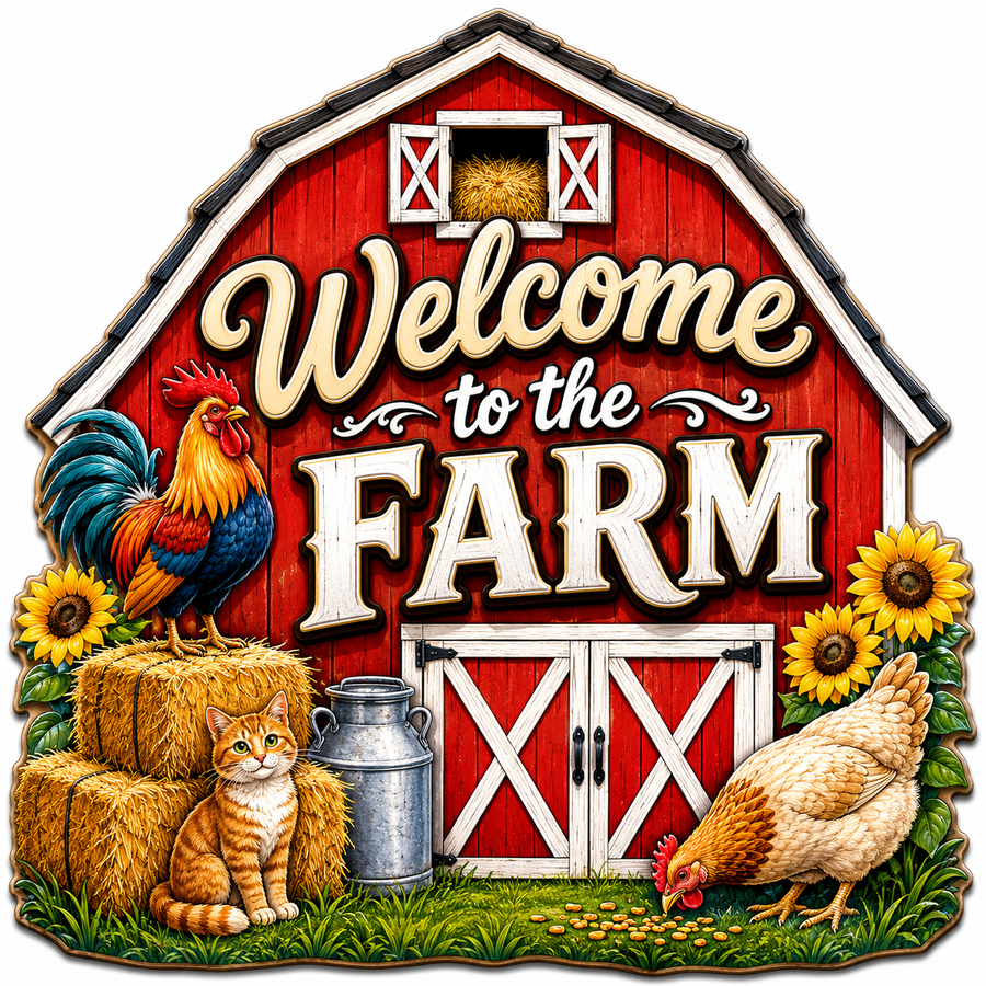 Welcome to the Farm 12" Wood Wreath Sign - PS-W-0044