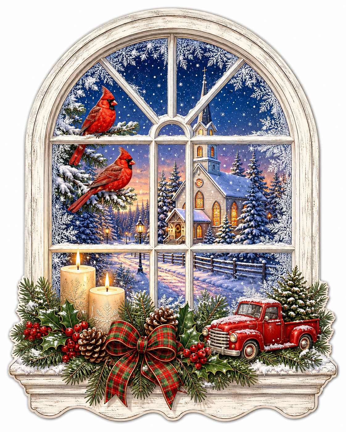 Winter Window 12" Wood Wreath Sign - PS-W-0069