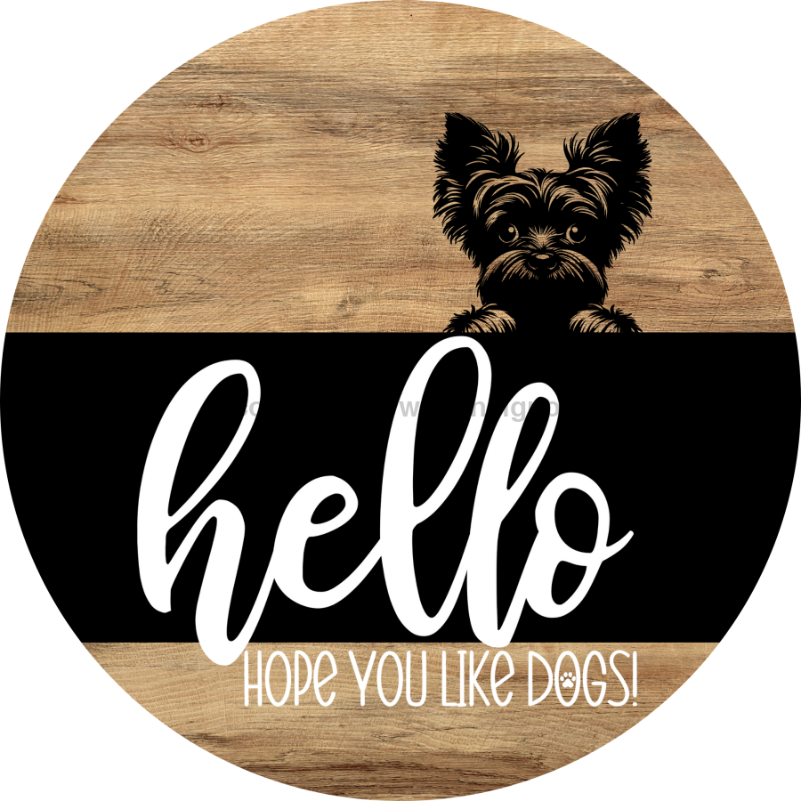 Dog Door Hanger, Hello Brought Treats Door Hanger, DCO-01975-DH, 18" Round Wood