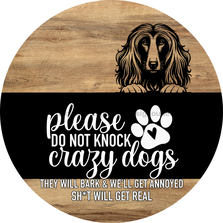 Dog Door Hanger, Hello Brought Treats Door Hanger, DCO-01975-DH, 18" Round Wood