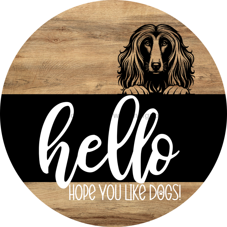 Dog Door Hanger, Hello Brought Treats Door Hanger, DCO-01975-DH, 18" Round Wood