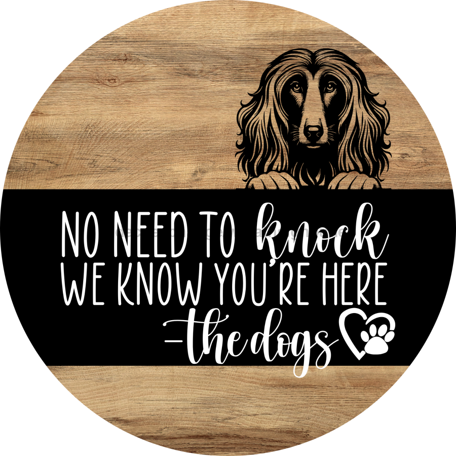 Dog Door Hanger, Hello Brought Treats Door Hanger, DCO-01975-DH, 18" Round Wood