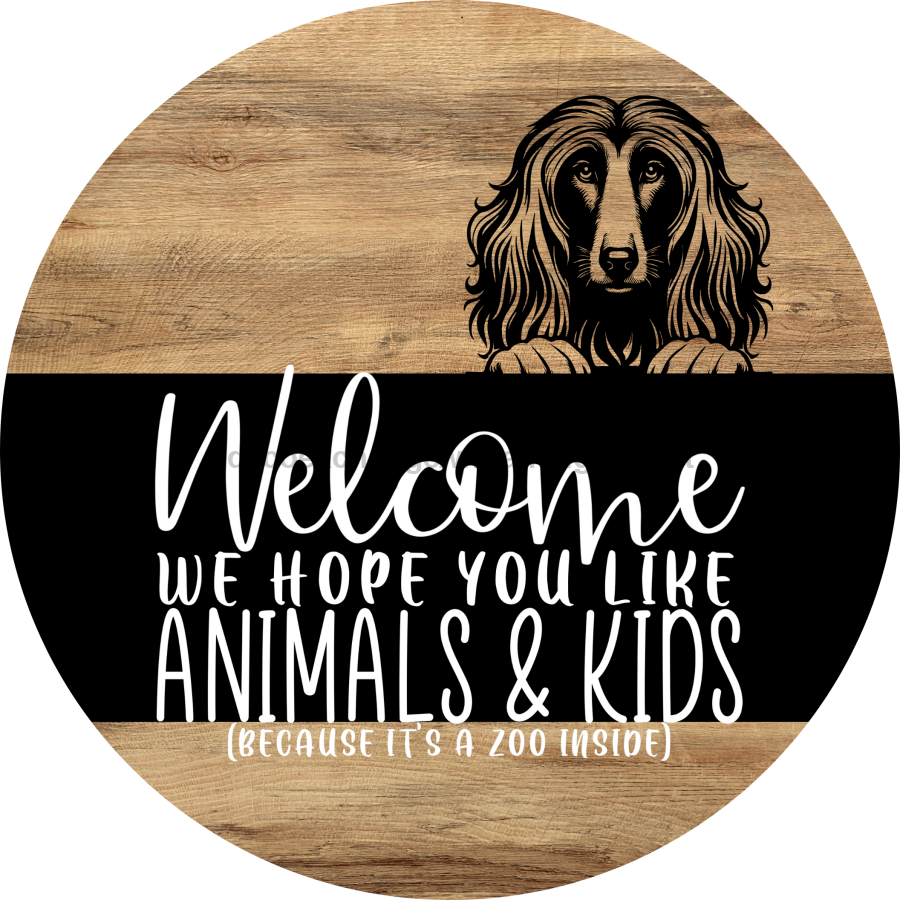 Dog Door Hanger, Hello Brought Treats Door Hanger, DCO-01975-DH, 18" Round Wood
