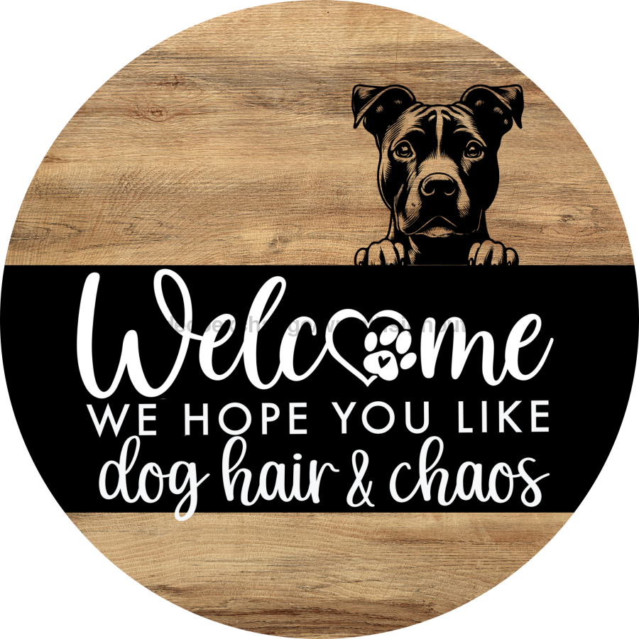 Dog Door Hanger, Hello Brought Treats Door Hanger, DCO-01975-DH, 18" Round Wood