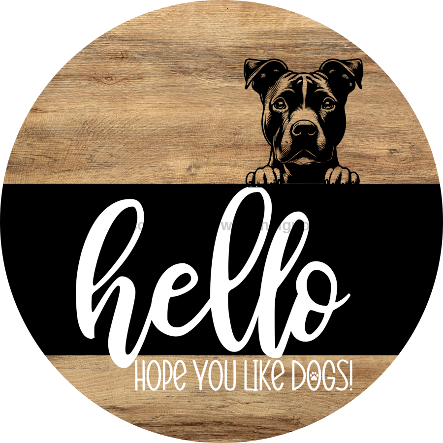 Dog Door Hanger, Hello Brought Treats Door Hanger, DCO-01975-DH, 18" Round Wood