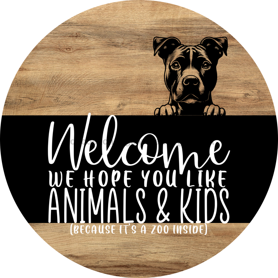 Dog Door Hanger, Hello Brought Treats Door Hanger, DCO-01975-DH, 18" Round Wood