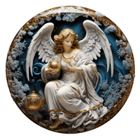 Thumbnail for Angel Religious Scene 10" Metal Wreath Sign - DECOE-4910