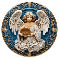 Thumbnail for Angel Religious Scene 10" Metal Wreath Sign - DECOE-4913
