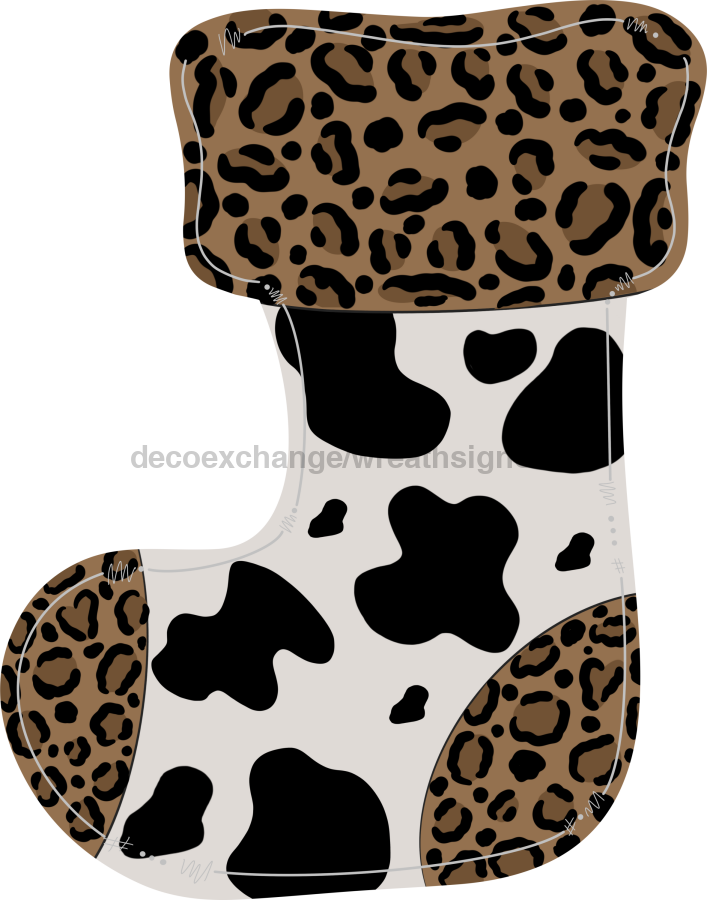Animal Stocking Animal Print 22" Wood Door Hanger - DECOE-W-196-DH