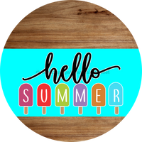 Thumbnail for Aqua Hello Summer Door Hanger Dco-01643-Dh-A 18’ Round Wood