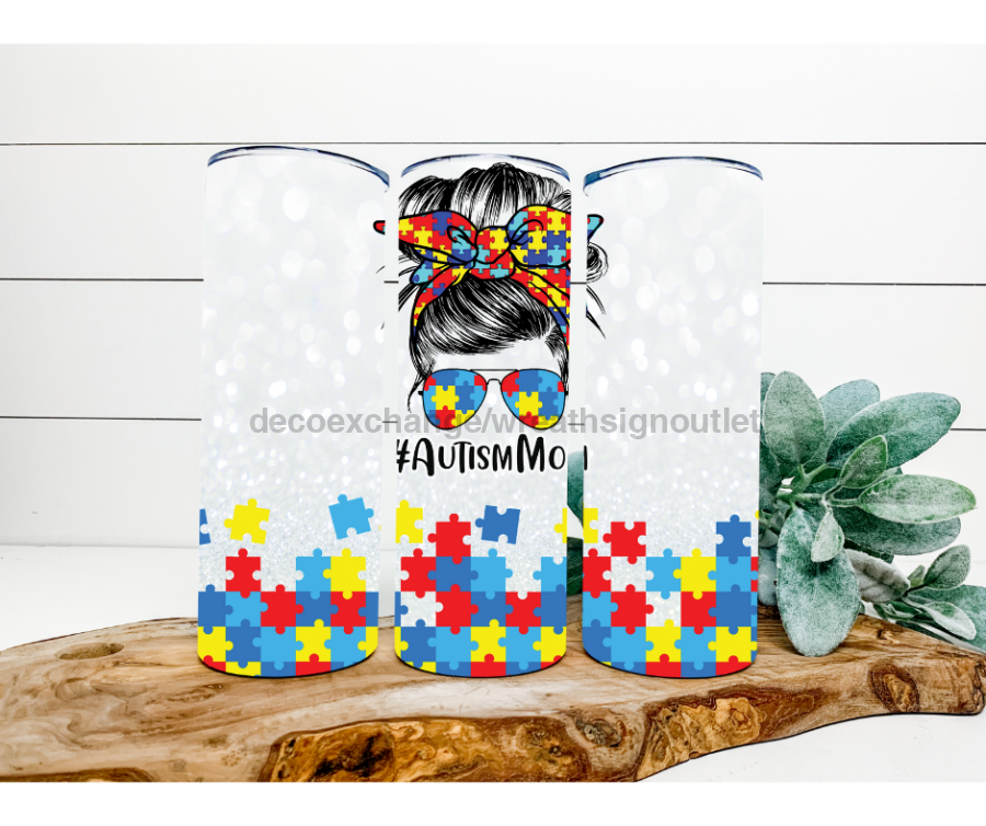Autism Mom Tumbler, 20 oz Skinny Tumbler - DECOETUMBLER-173