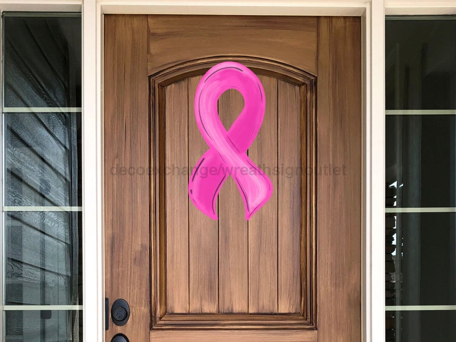 Awareness Ribbon Sign Pink Wood Sign Decoe-W-261 22 Door Hanger