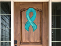Thumbnail for Awareness Ribbon Sign Teal Wood Sign Decoe-W-259 22 Door Hanger