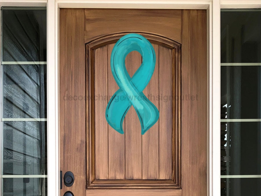 Awareness Ribbon Sign Teal Wood Sign Decoe-W-259 22 Door Hanger