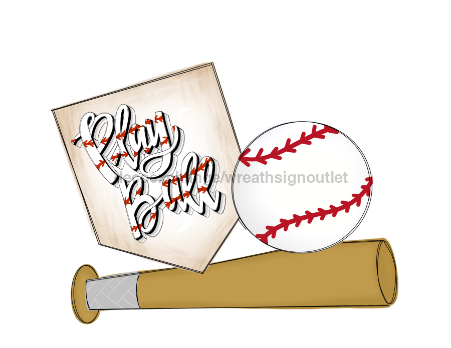 Baseball Sports 22" Wood Door Hanger - DECOE-W-903725-DH