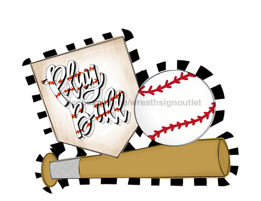 Baseball Sports 22" Wood Door Hanger - DECOE-W-903726-DH